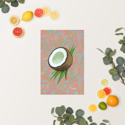 Juicy Tropical Fruit Coconut Fine Art Print 12" x 18"