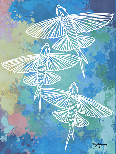 Flying Fish Fine Art Canvas Print 18" x 24"