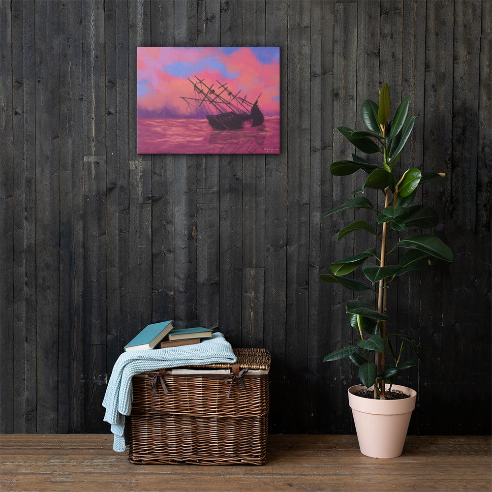 Wrecked Fine Art Sunset Landscape Canvas