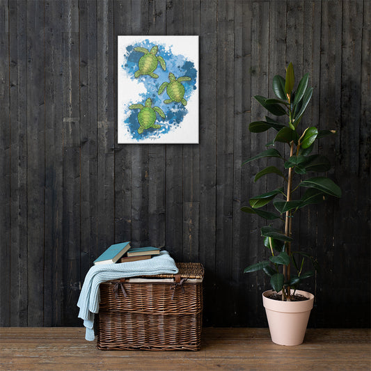 Hatchling Sea Turtles Expressionism Fine Coastal Art Canvas Print 18" x 24"
