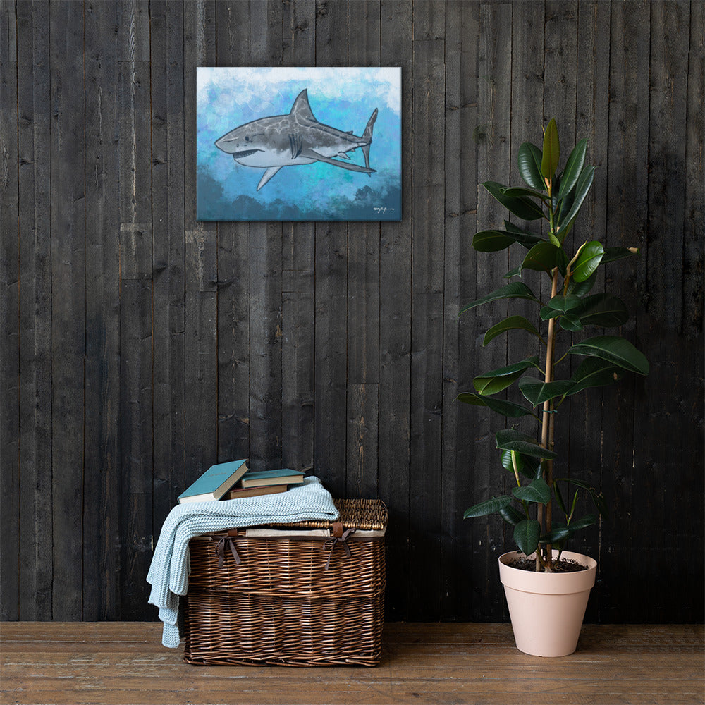Sea Life Impression Great White Shark Fine Art Canvas Print 18" x 24"