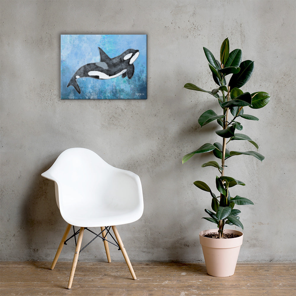 Sea Life Impression Orca Killer Whale Fine Art Canvas Print 18" x 24"