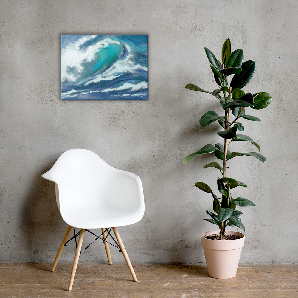 Deep Blue Wave Fine Art Canvas Print 18" x 24"