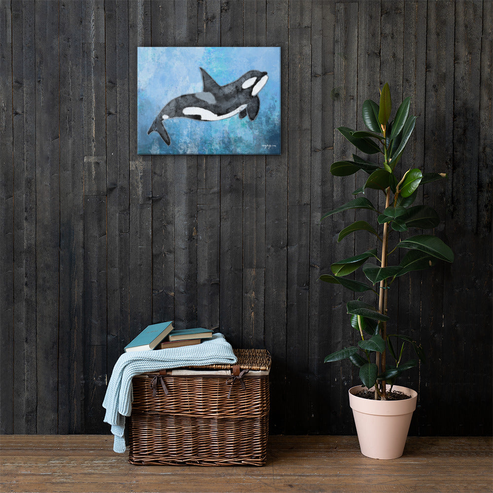 Sea Life Impression Orca Killer Whale Fine Art Canvas Print 18" x 24"