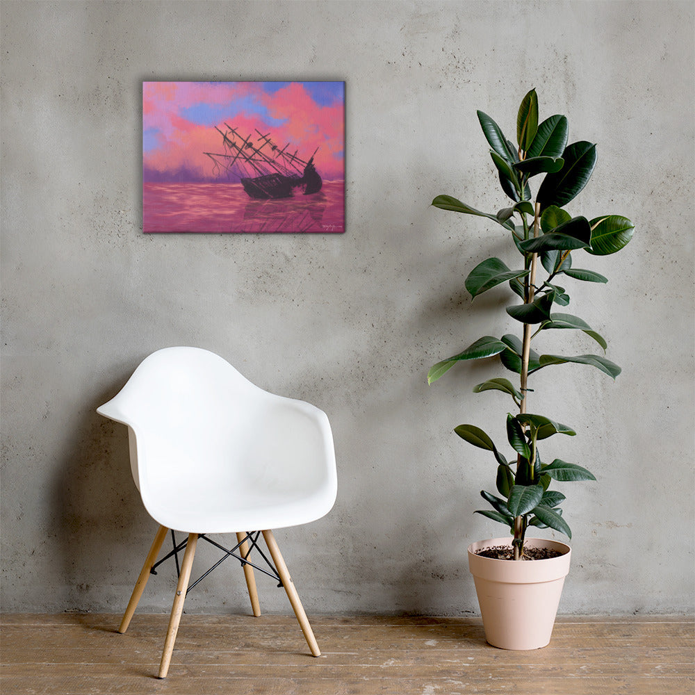 Wrecked Fine Art Sunset Landscape Canvas