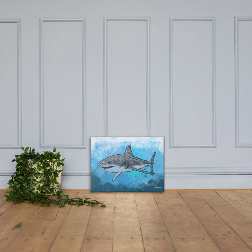 Sea Life Impression Great White Shark Fine Art Canvas Print 18" x 24"