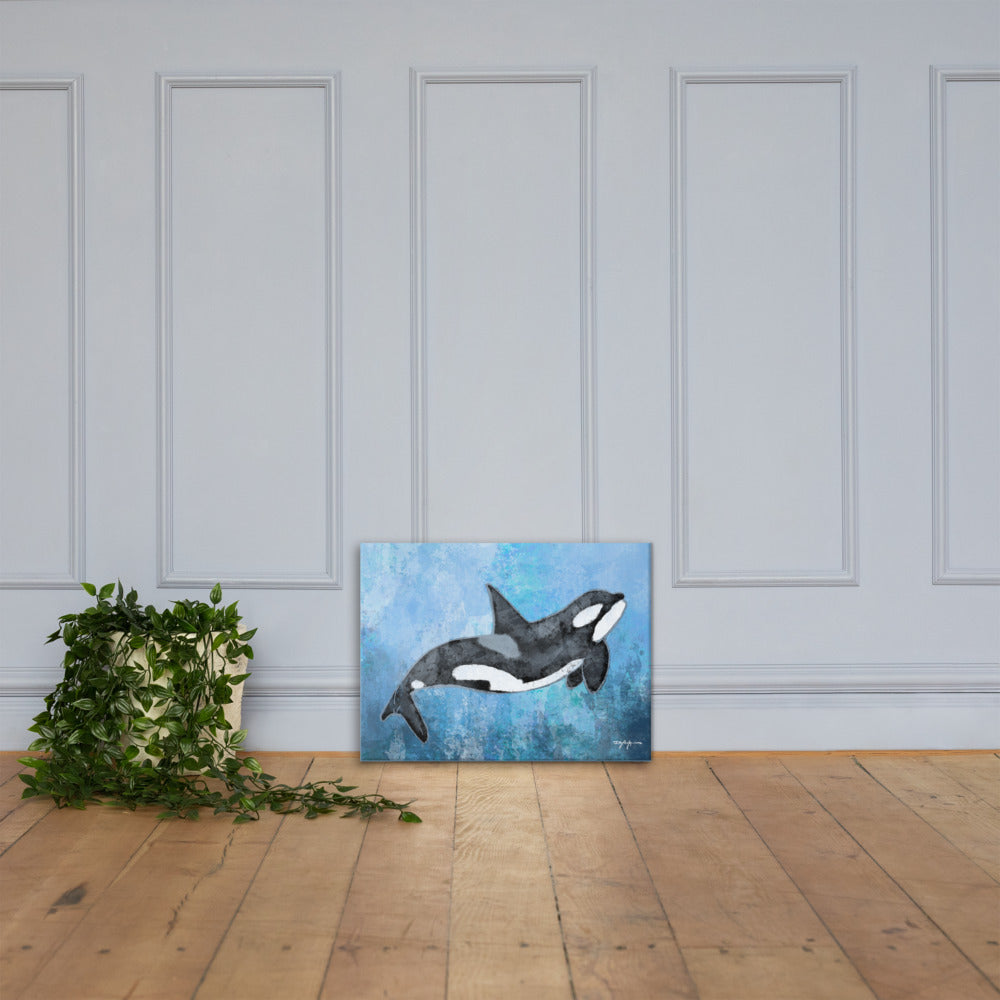 Sea Life Impression Orca Killer Whale Fine Art Canvas Print 18" x 24"