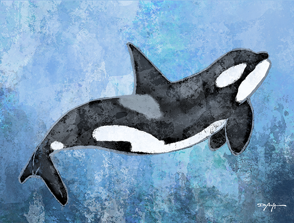 Sea Life Impression Orca Killer Whale Fine Art Canvas Print 18" x 24"