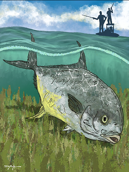 Permit Fish Flats Fishing Fine Art Canvas 18" x 24"