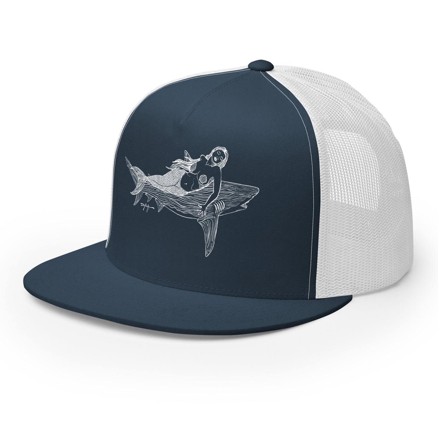 The Shark and the Mermaid White Signature Trucker Cap