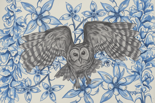 Appalachian Porcelain Barred Owl Fine Art Canvas Print 24 x 36"