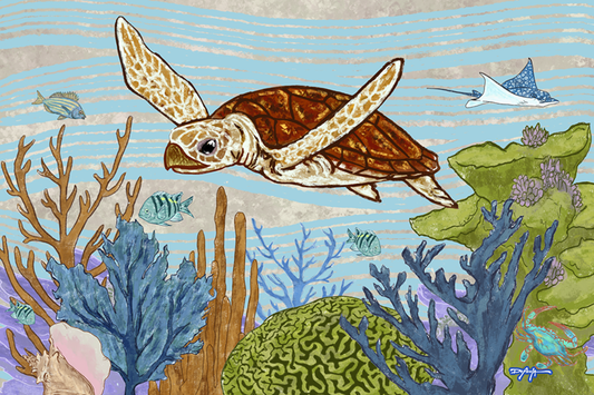 The Reef Turtle Fine Art Canvas 24" x 36"