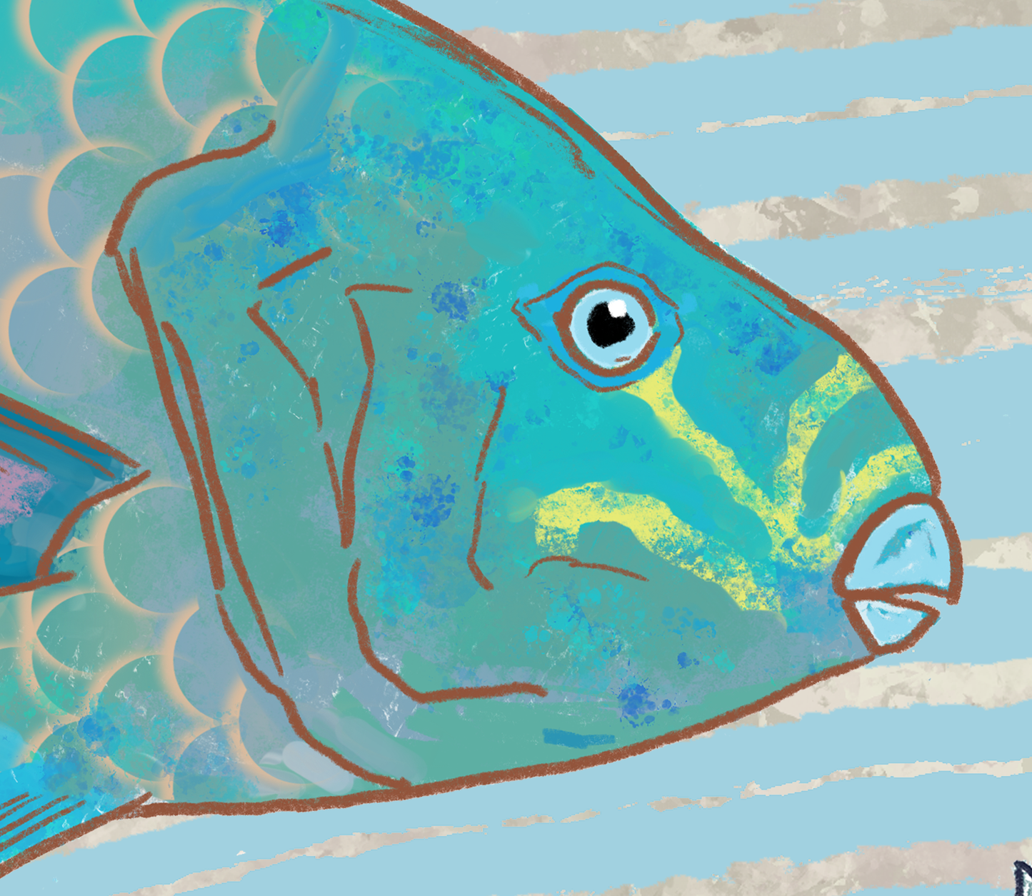 The Reef Angelfish Parrotfish Fine Art Canvas 24" x 36"