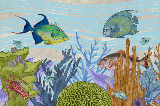 The Reef Lobster Snapper Fine Art Canvas 24" x 36"