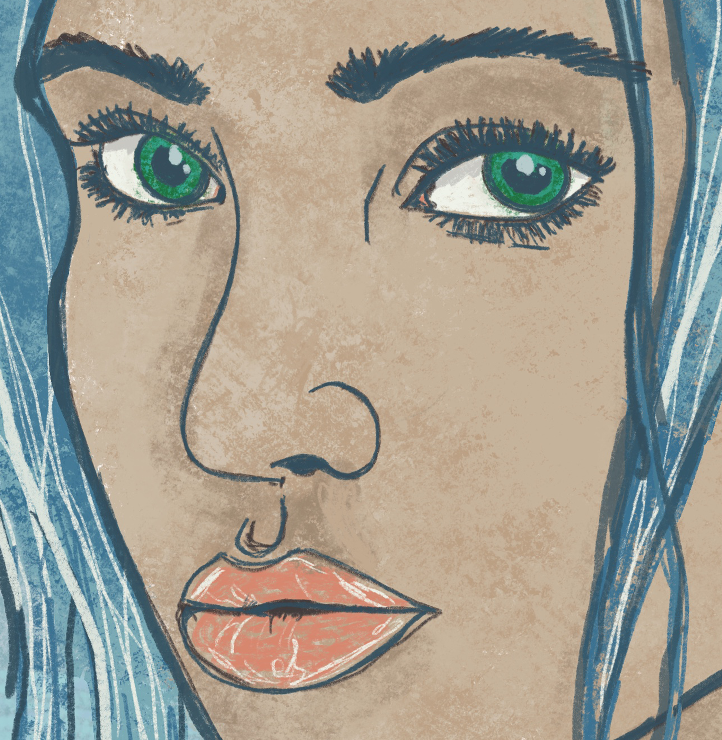 Wayfinder Woman Portrait Sapphire Fine Art Canvas 18" x 24"