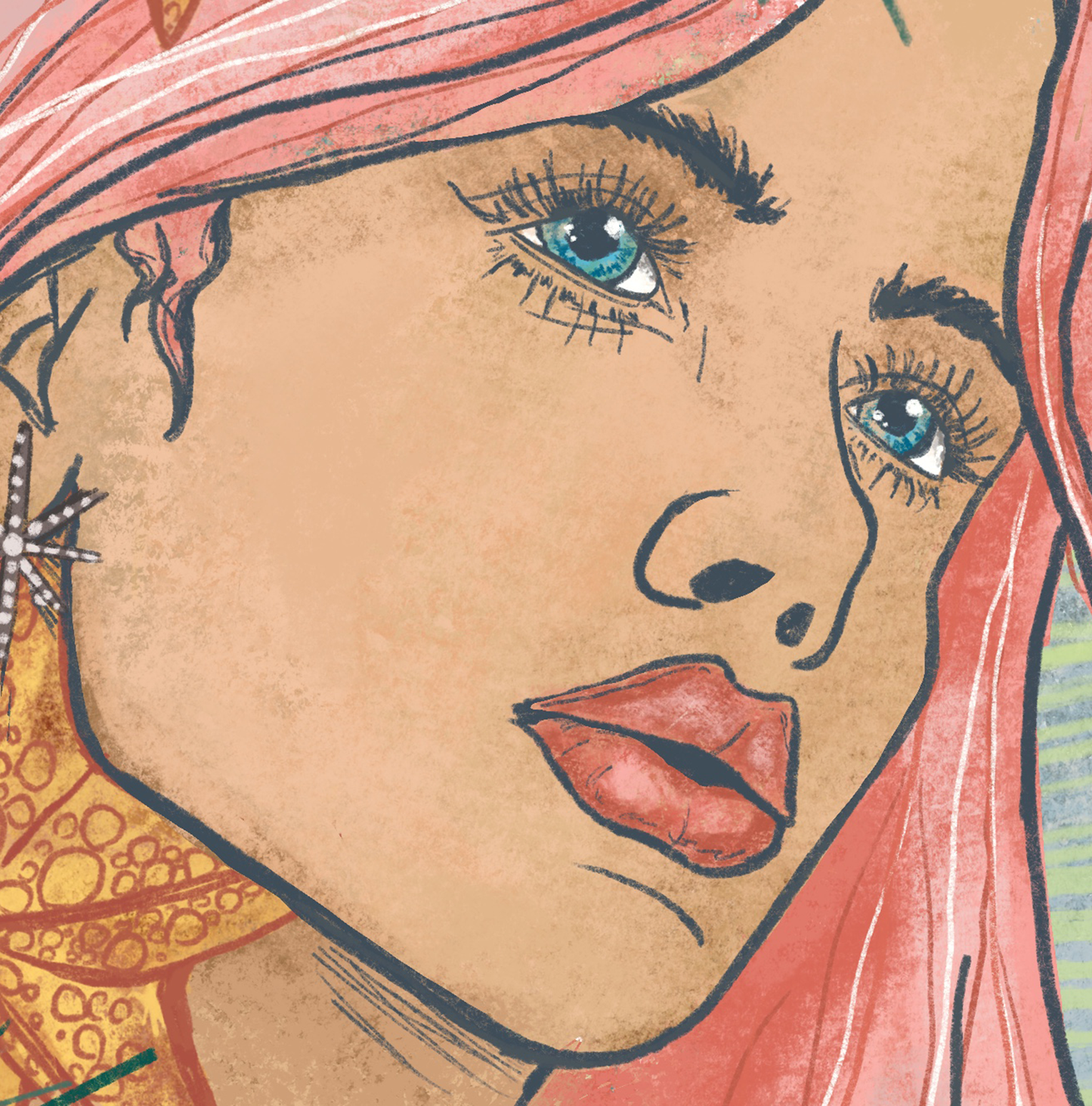 Wayfinder Woman Portrait Turquoise Fine Art Canvas 18" x 24"