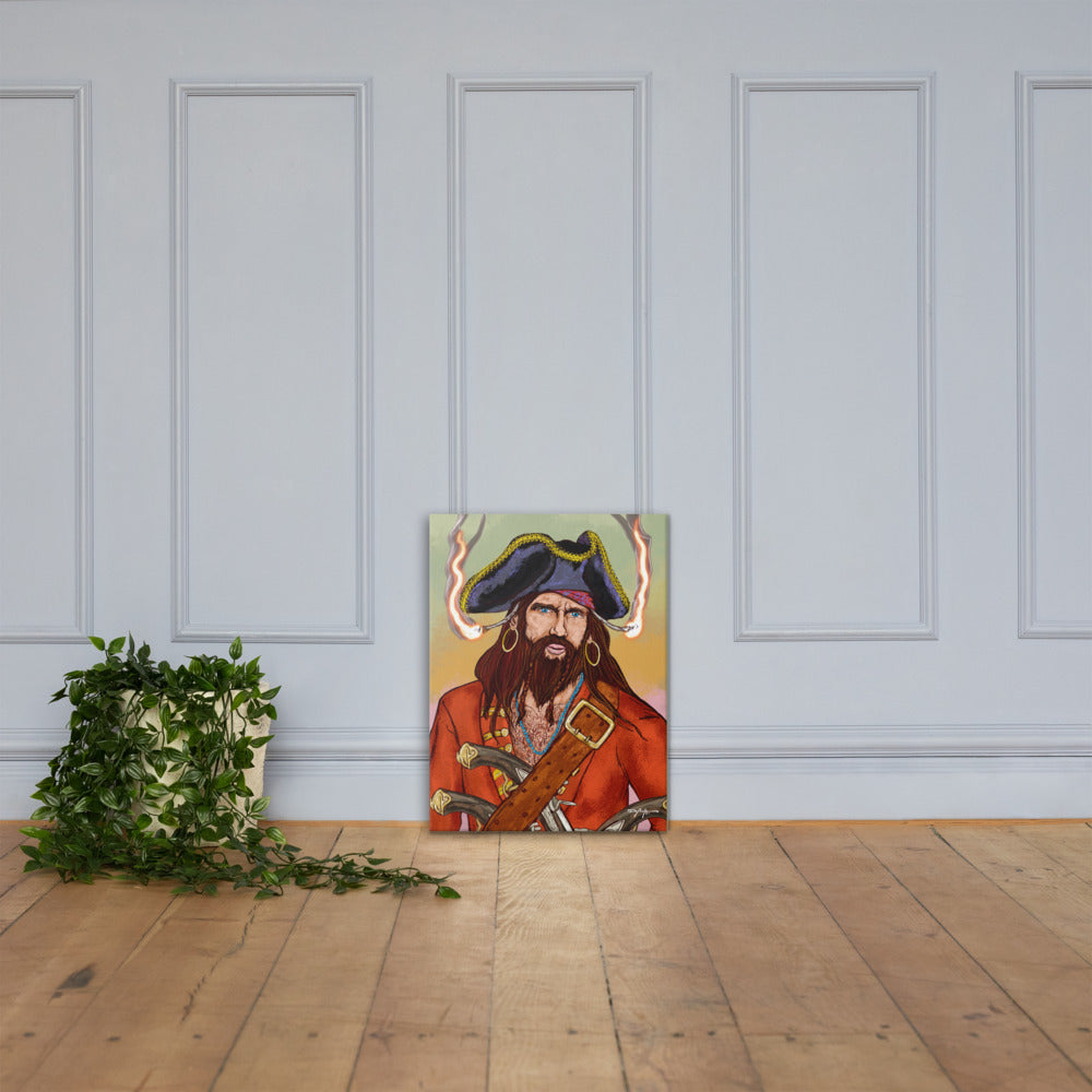 Pirate Blackbeard Portrait Edward Teach Fine Art Canvas