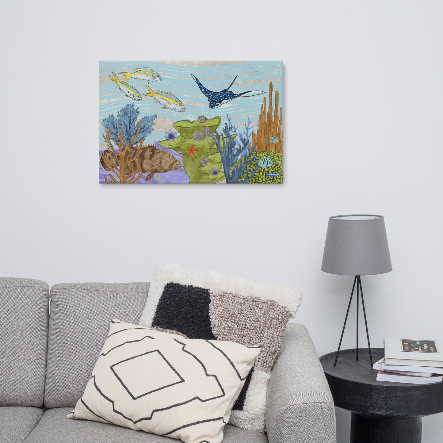 The Reef Panel 4 Eagle Ray Yellowtail Fine Art Canvas
