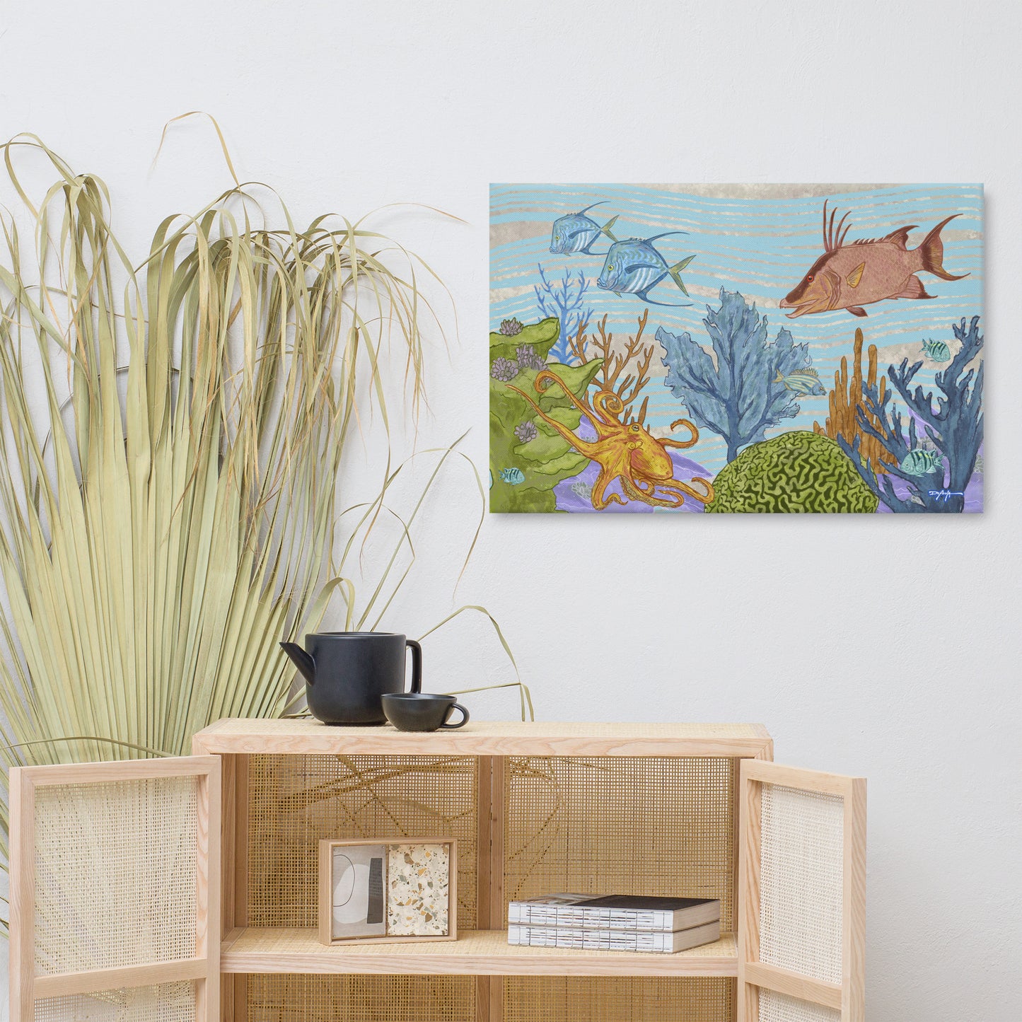 The Reef Panel 5 Hogfish Octopus Fine Art Canvas
