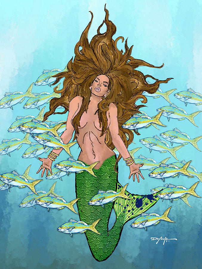 The Mysterious Mermaid Fine Coastal Art Canvas Print