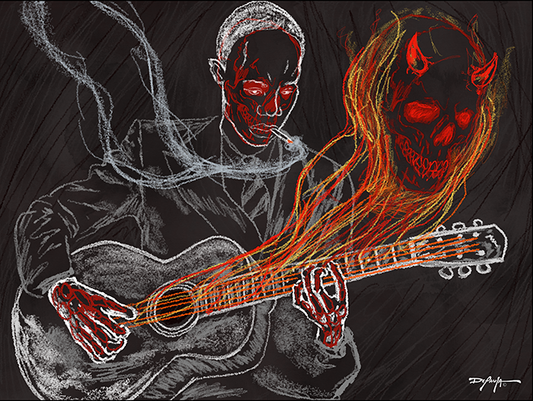 The Devil and the Crossroads Blues Fine Art Canvas