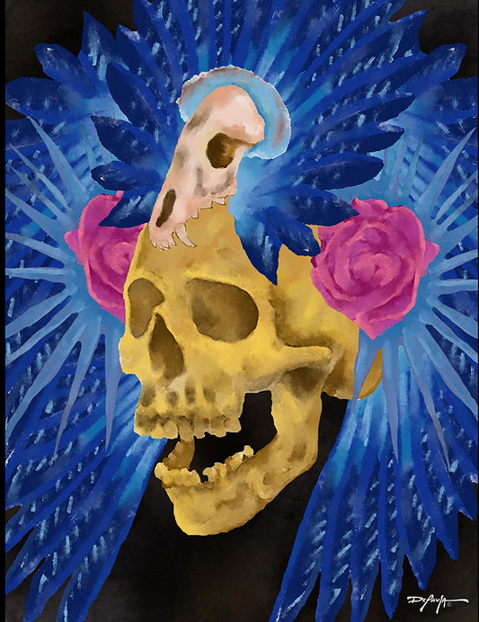 Lost Culture Skull Feather Headdress Fine Art Canvas Print