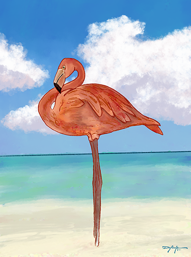 Flamingo Beach Fine Art Canvas