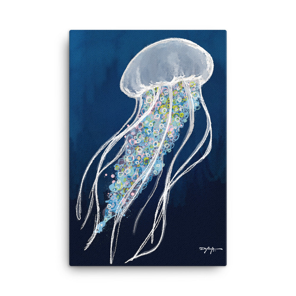 Blue Jellyfish Fine Art Canvas