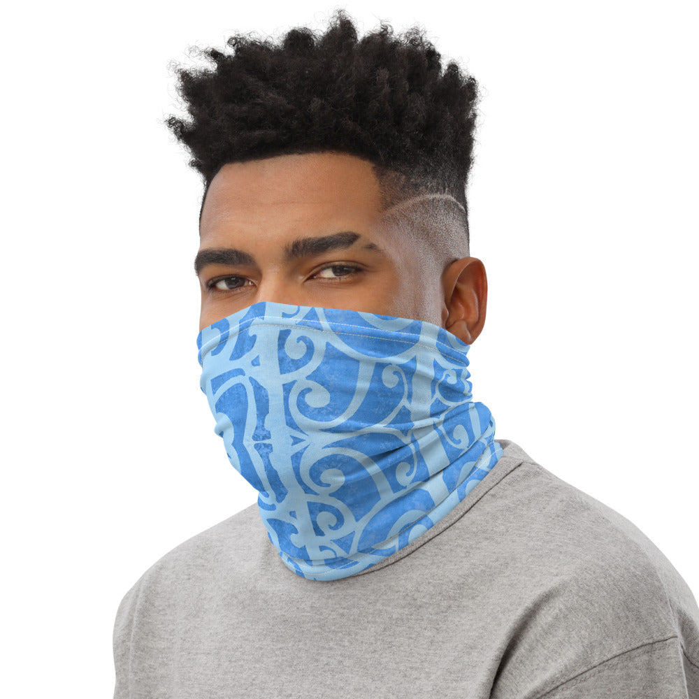 Blue Maori Face Mask Neck Gaiter