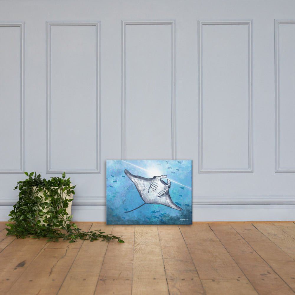 Sea Life Impression Manta Ray Fine Art Canvas Print
