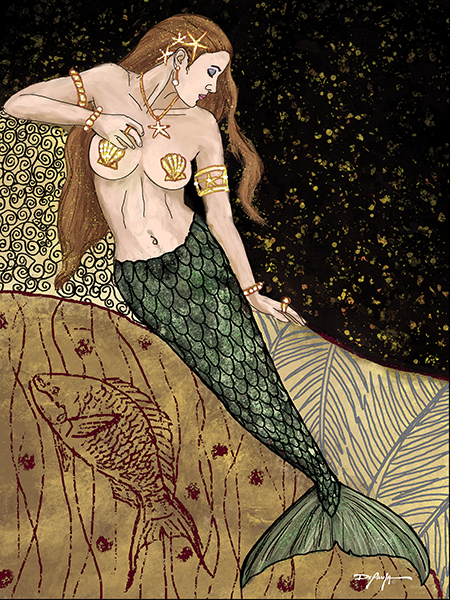 Nouveau Mermaid Fine Art Canvas