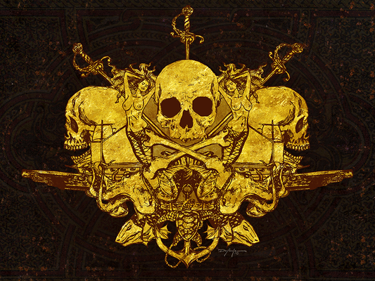 Pirate Crest Golden Age of Piracy Skull Fine Art Canvas Print