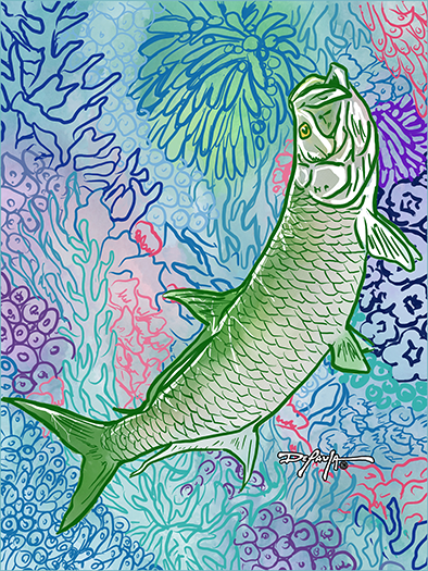 Sapphire Reef Tarpon Fine Fish Art Canvas Print