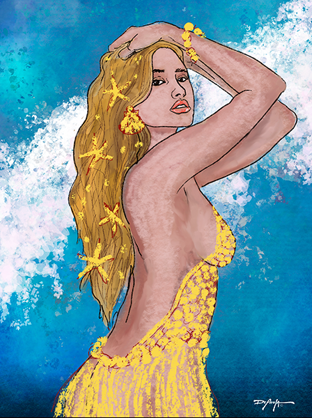 Shimmer Ocean Goddess Portrait Fine Art Canvas