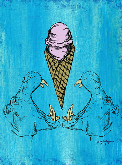 Hungry Hungry Hippos Ice Cream Cone Fine Art Canvas Print