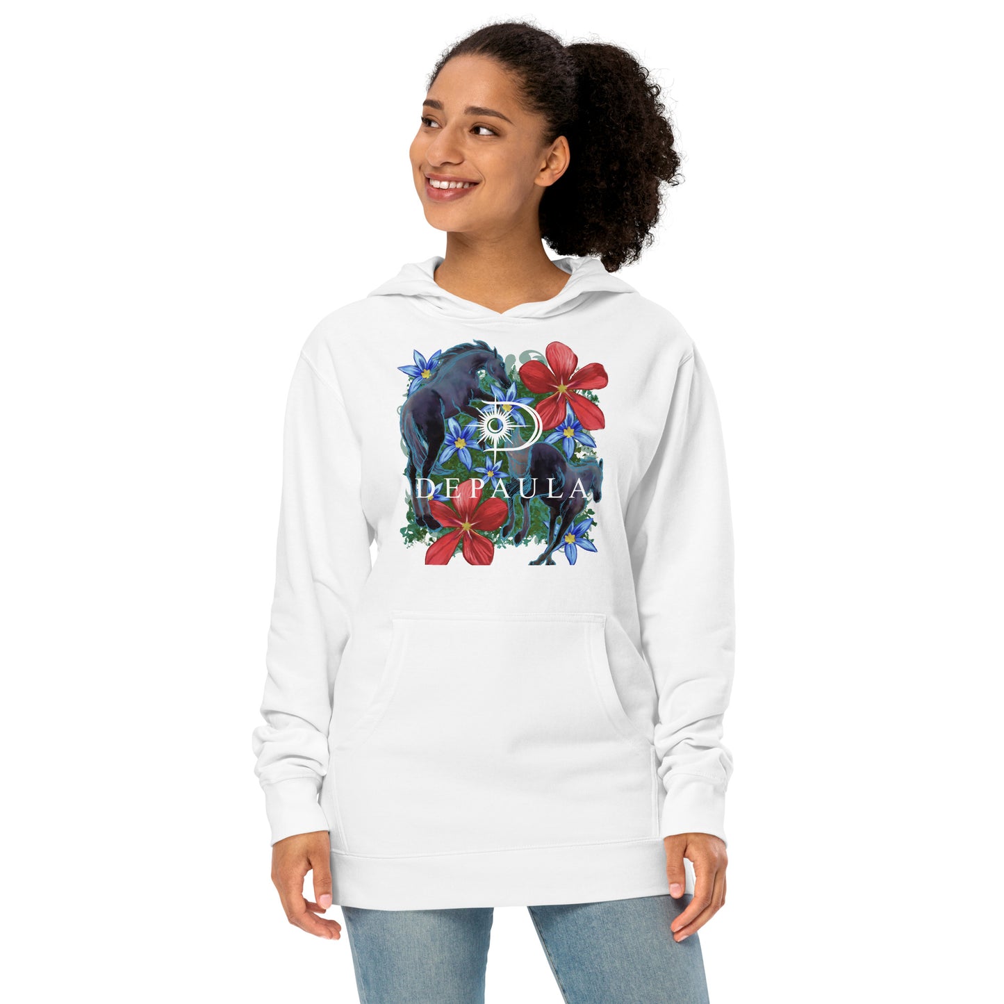 Floral Leaping Horse Legendary Unisex midweight hoodie